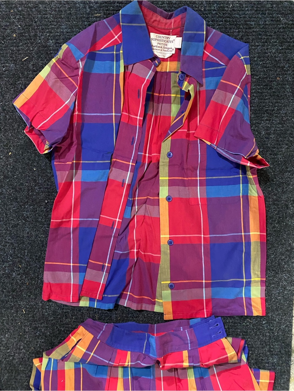 Vintage Country Sophisticates/Pendleton Plaid Button-Up Shirt & Skirt